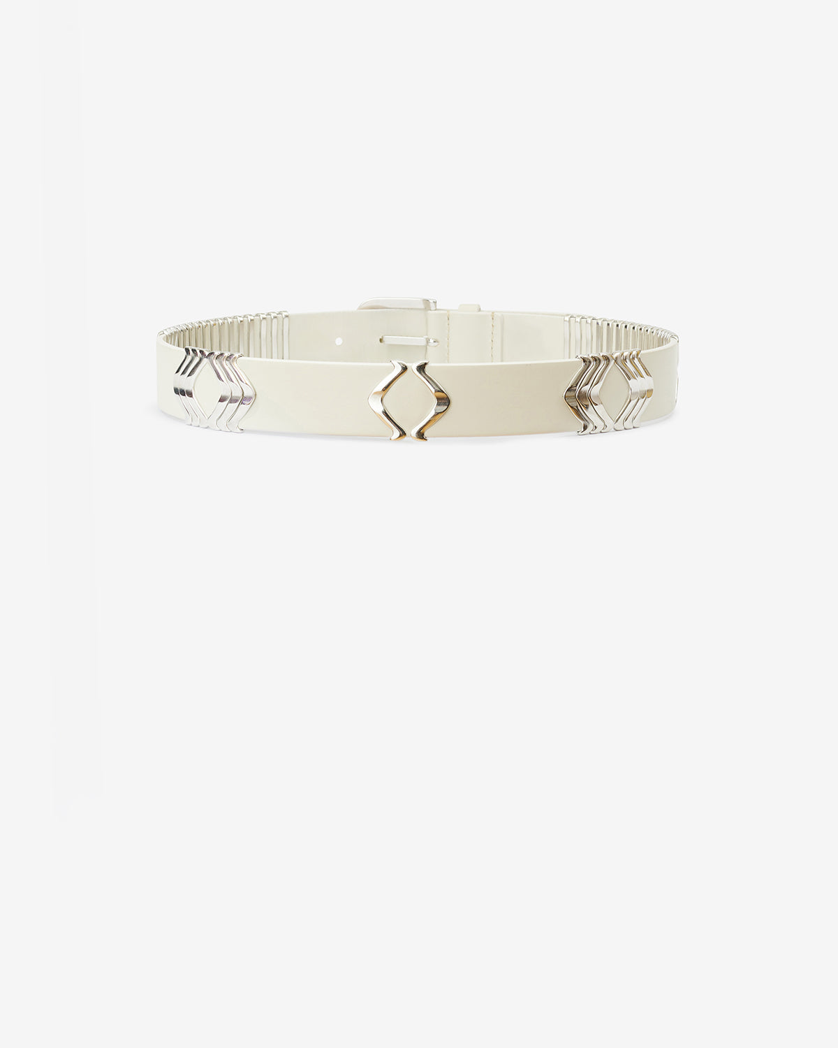 Ceinture Tehora en cuir — Écru-argenté, vue 3 ; référence CE001BFAA1A01ACKSI