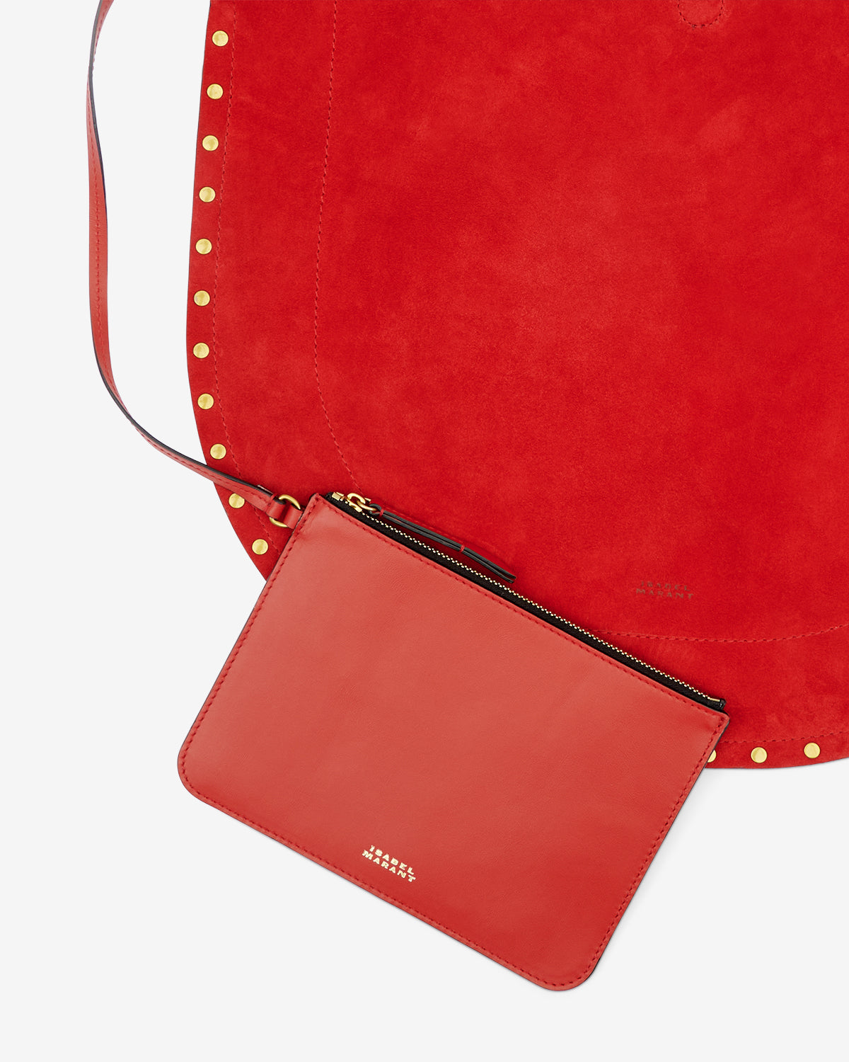 Sac Oskan Hobo Soft en cuir velours — Rouge écarlate, vue 1 ; référence PP0200FAB2C03M70SR