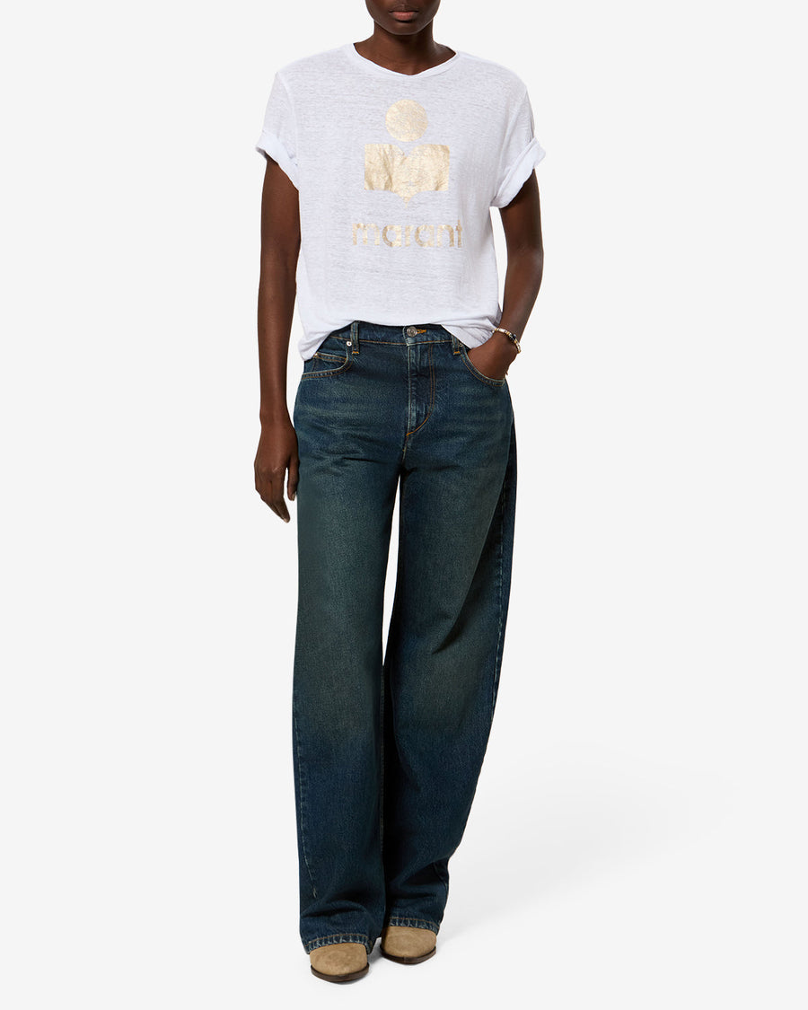 T-shirt Zewel en lin — Blanc-doré, vue 2 ; référence TS0001FBA1N10EWHLG