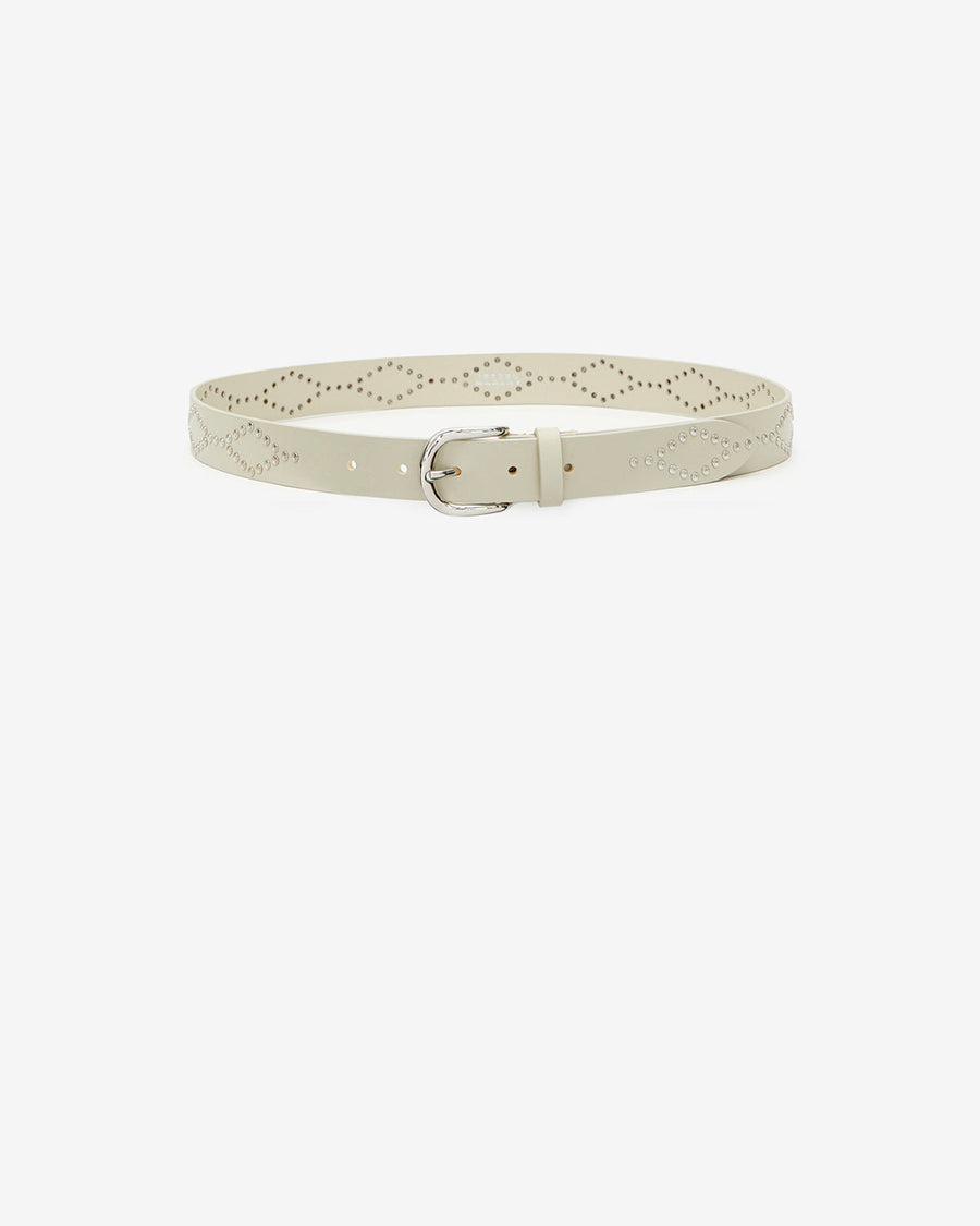 Ceinture Liliana en cuir — Écru-argenté, vue 1 ; référence CE227BFAB3A02ACKSI