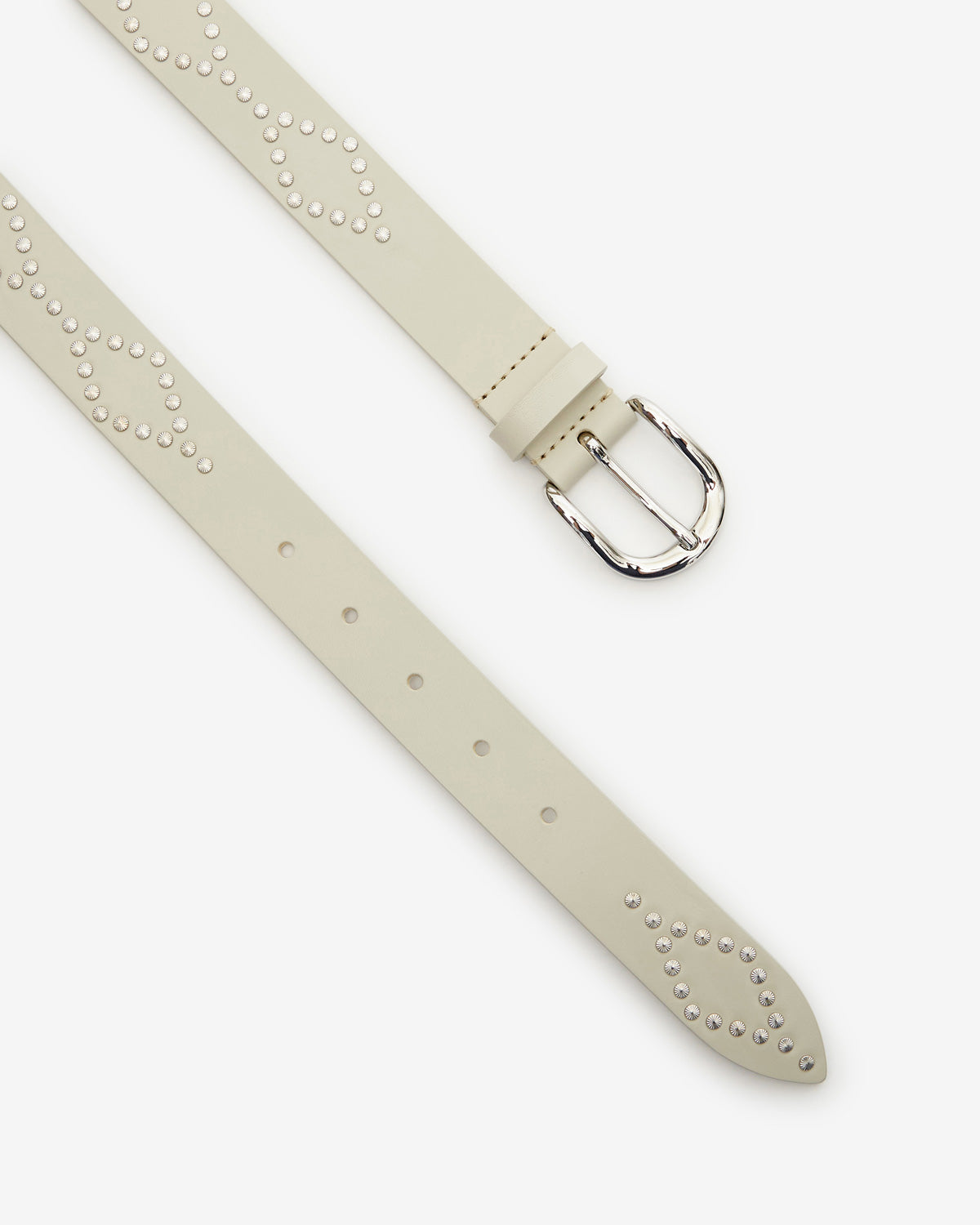 Ceinture Liliana en cuir — Écru-argenté, vue 3 ; référence CE227BFAB3A02ACKSI