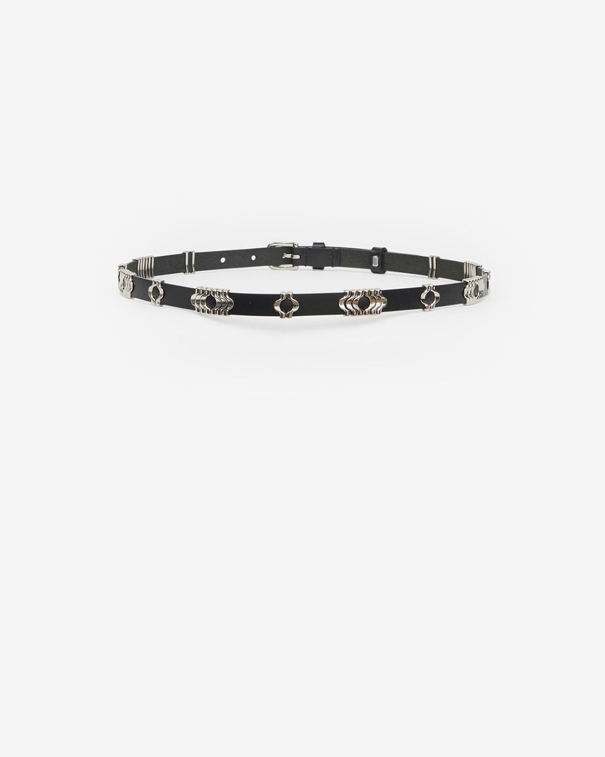 Ceinture Odena en cuir — Noir et argenté, vue 2 ; référence CE230BFAA1A01ABKSI