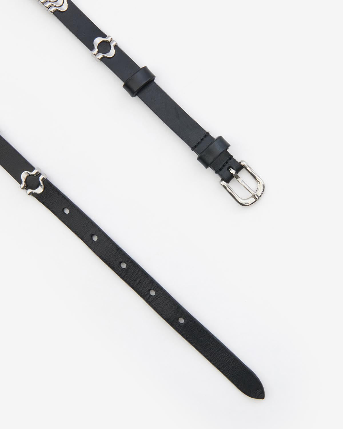 Ceinture Odena en cuir — Noir et argenté, vue 3 ; référence CE230BFAA1A01ABKSI