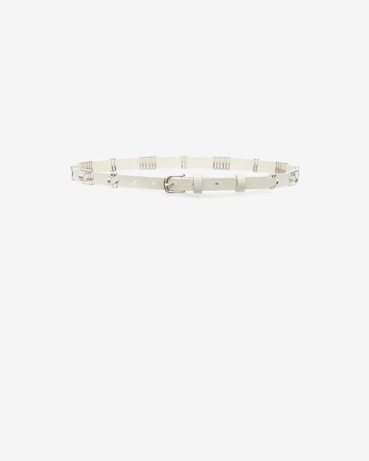 Ceinture Odena en cuir — Écru-argenté, vue 1 ; référence CE230BFAA1A01ACKSI