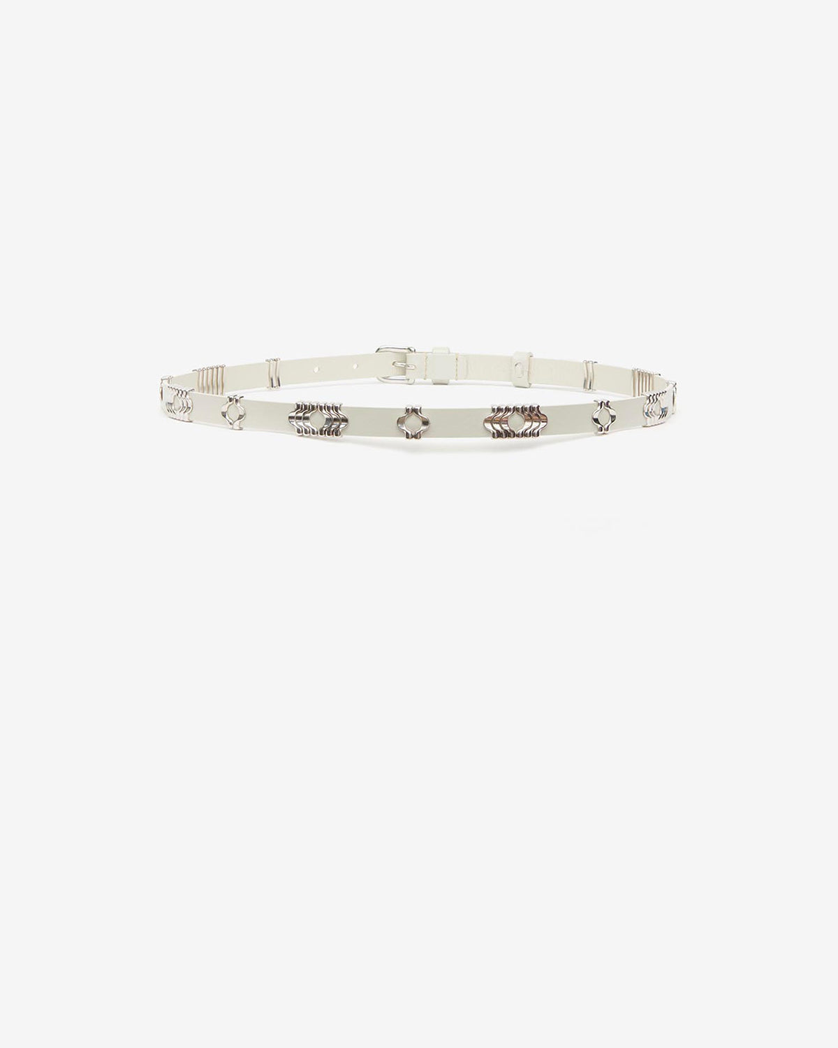 Ceinture Odena en cuir — Écru-argenté, vue 2 ; référence CE230BFAA1A01ACKSI