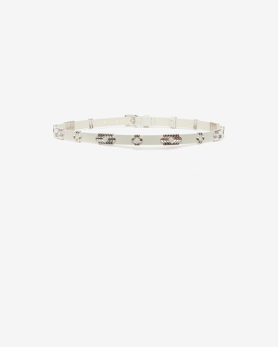 Ceinture Odena en cuir — Écru-argenté, vue 2 ; référence CE230BFAA1A01ACKSI