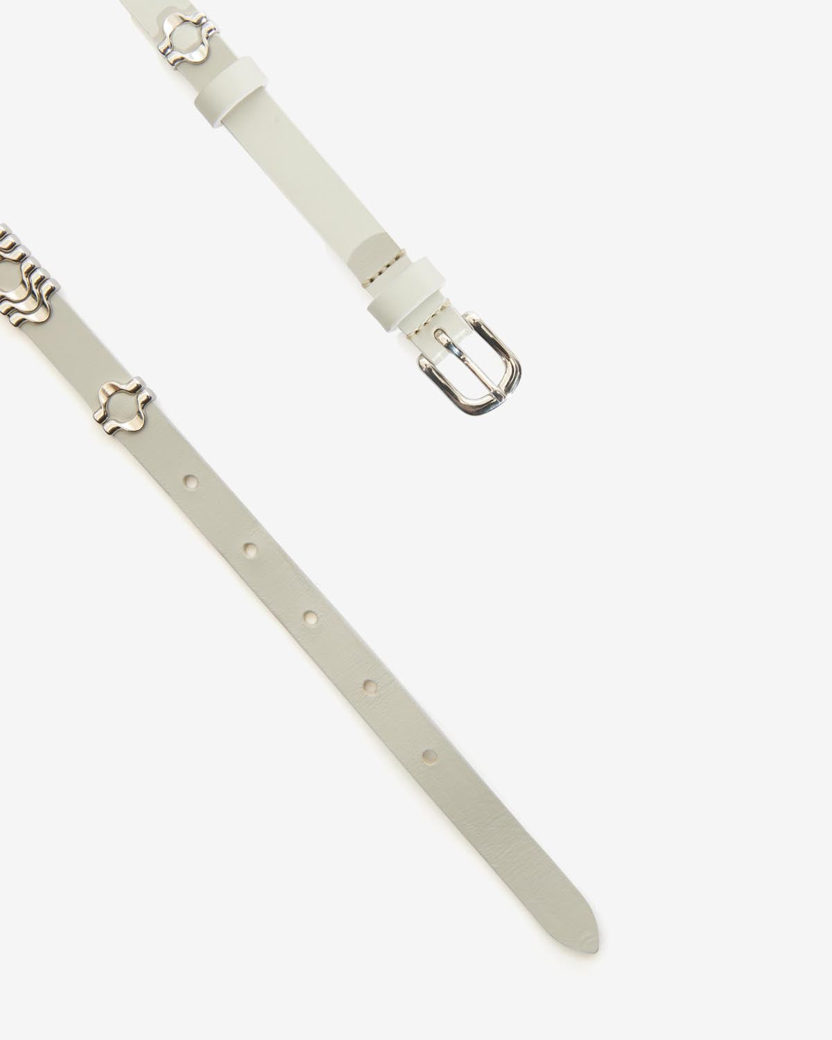 Ceinture Odena en cuir — Écru-argenté, vue 3 ; référence CE230BFAA1A01ACKSI