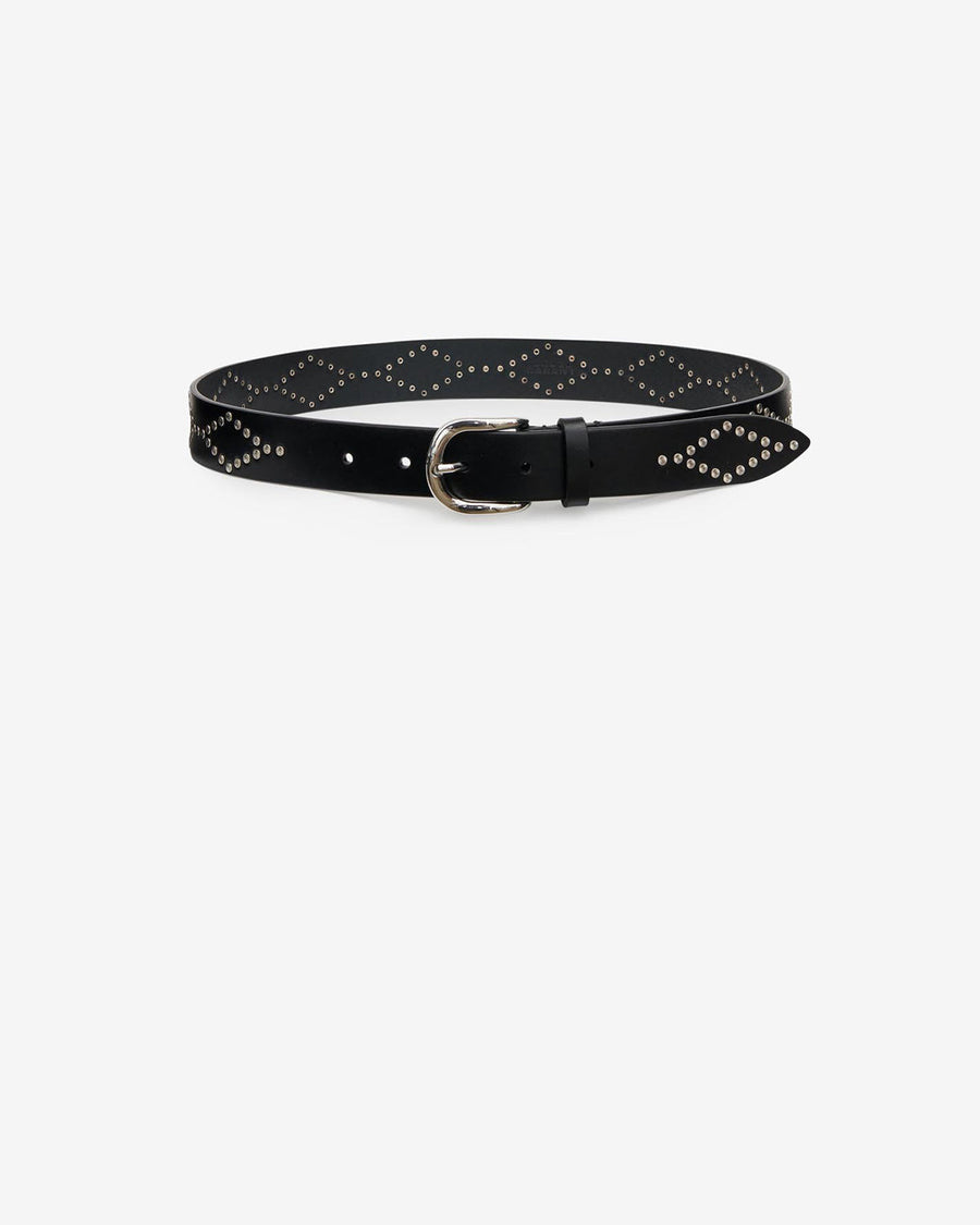 Ceinture Liliana en cuir — Noir et argenté, vue 1 ; référence CE227BFAB3A02ABKSI