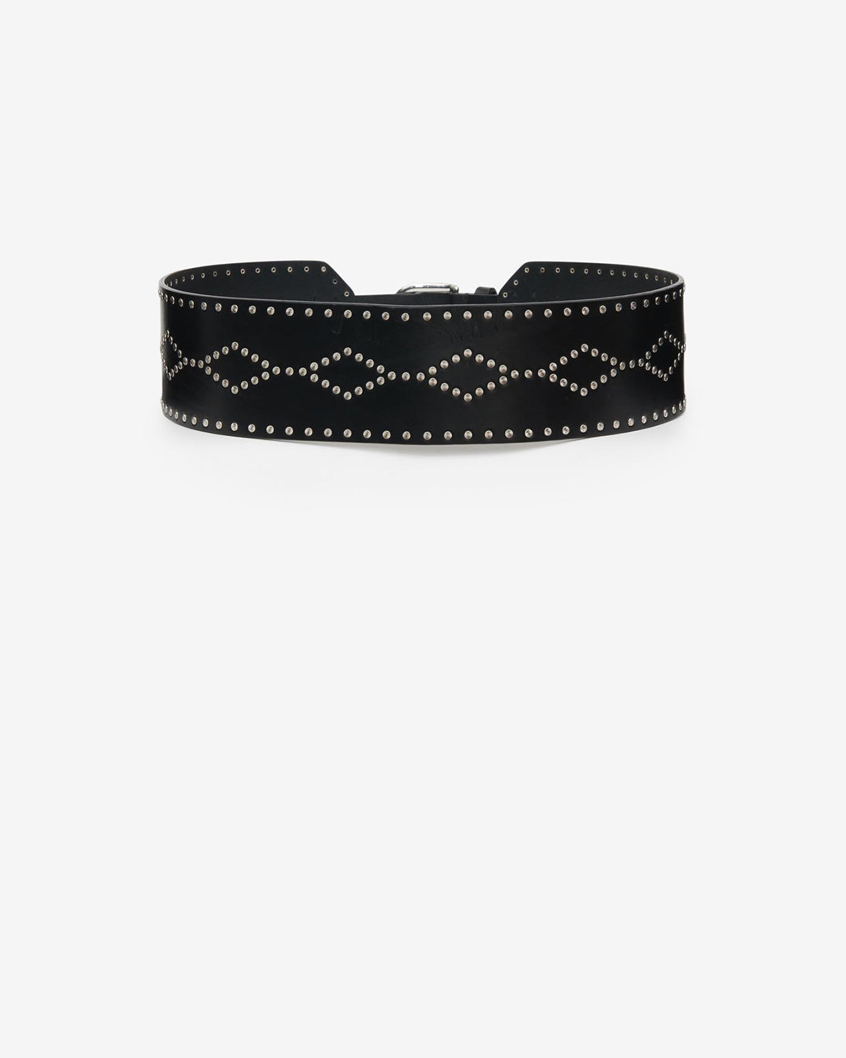 Ceinture Lucie en cuir — Noir et argenté, vue 2 ; référence CE228BFAB3A02ABKSI