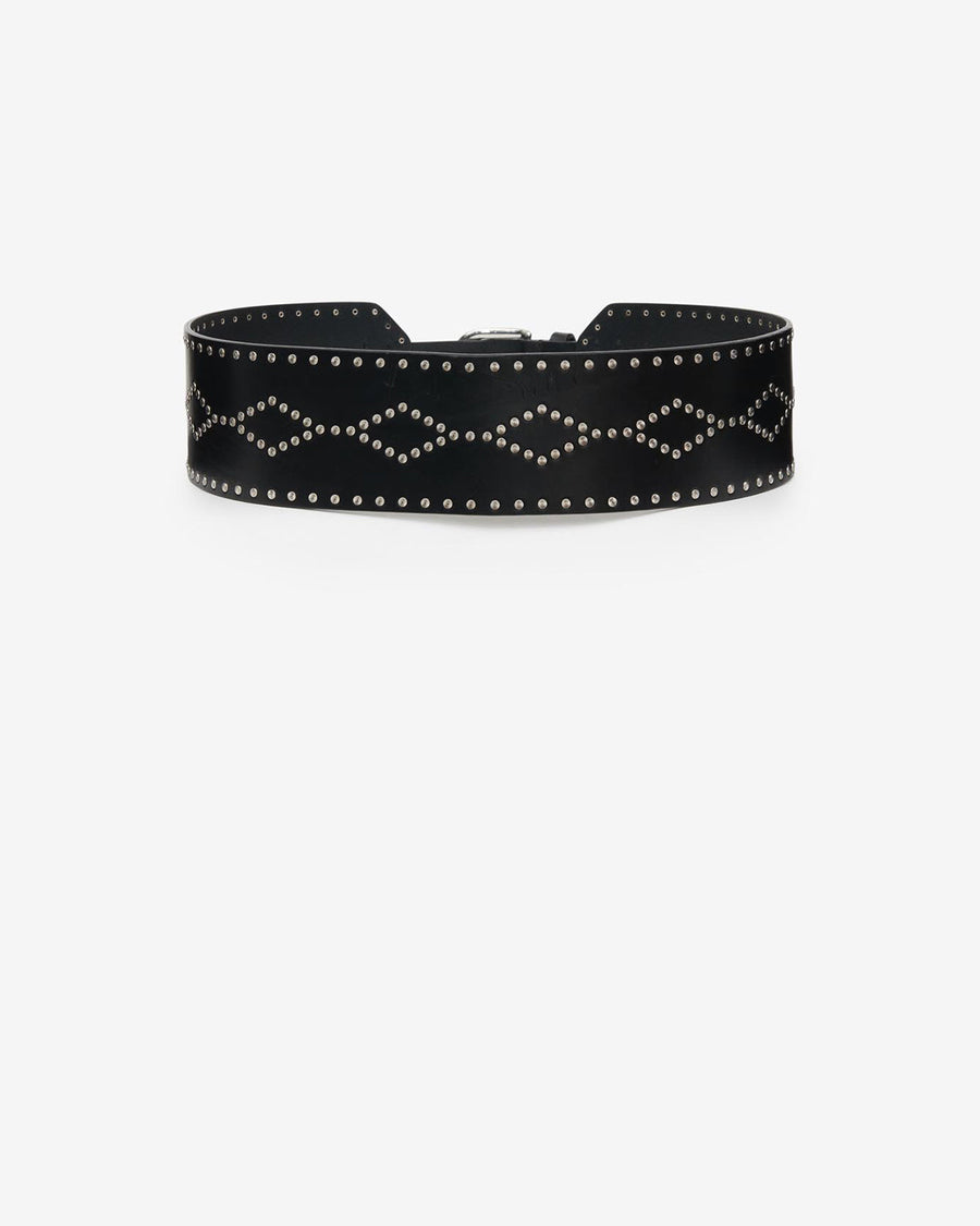 Ceinture Lucie en cuir — Noir et argenté, vue 2 ; référence CE228BFAB3A02ABKSI