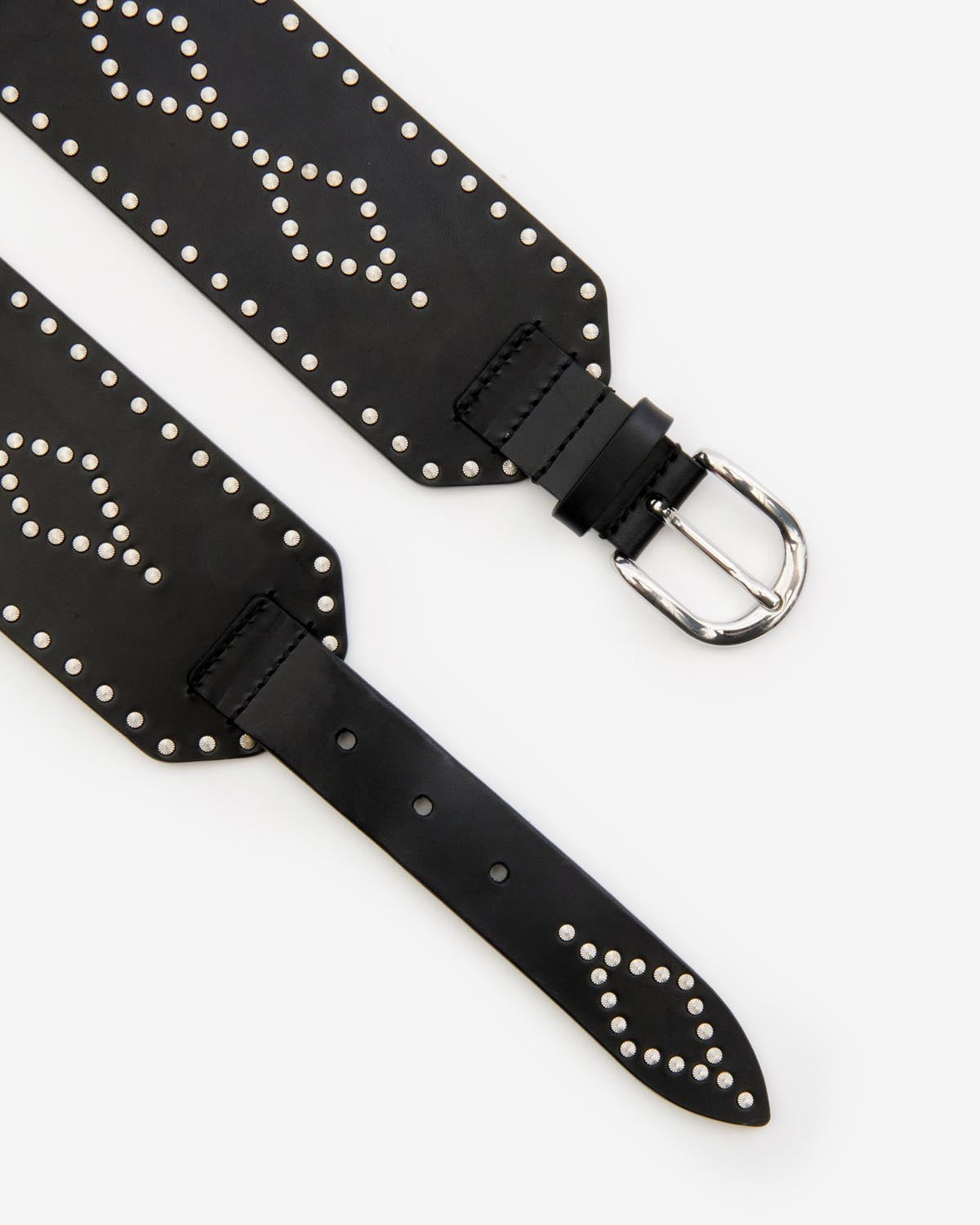Ceinture Lucie en cuir — Noir et argenté, vue 3 ; référence CE228BFAB3A02ABKSI