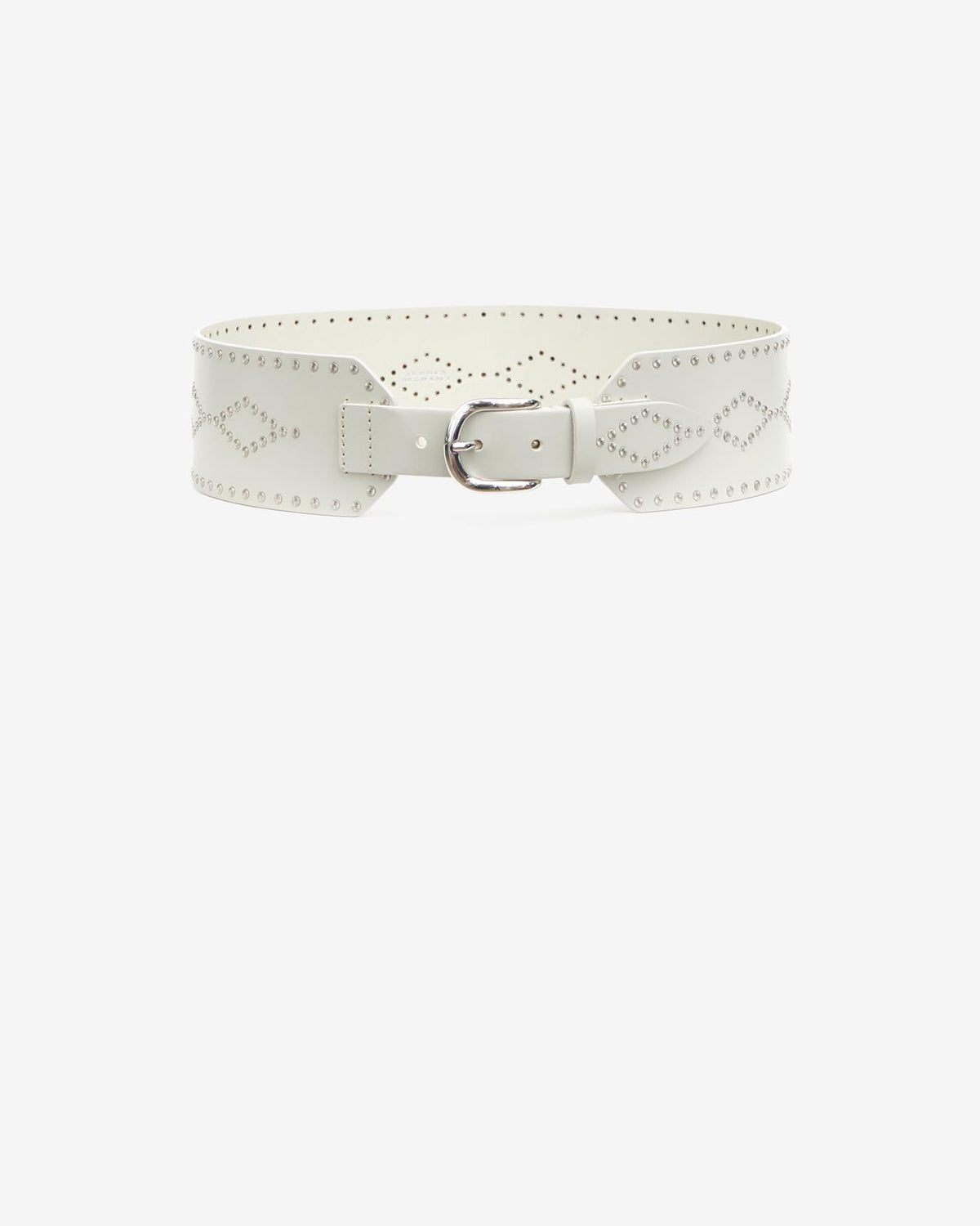Ceinture Lucie en cuir — Écru-argenté, vue 1 ; référence CE228BFAB3A02ACKSI