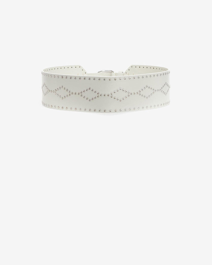 Ceinture Lucie en cuir — Écru-argenté, vue 2 ; référence CE228BFAB3A02ACKSI