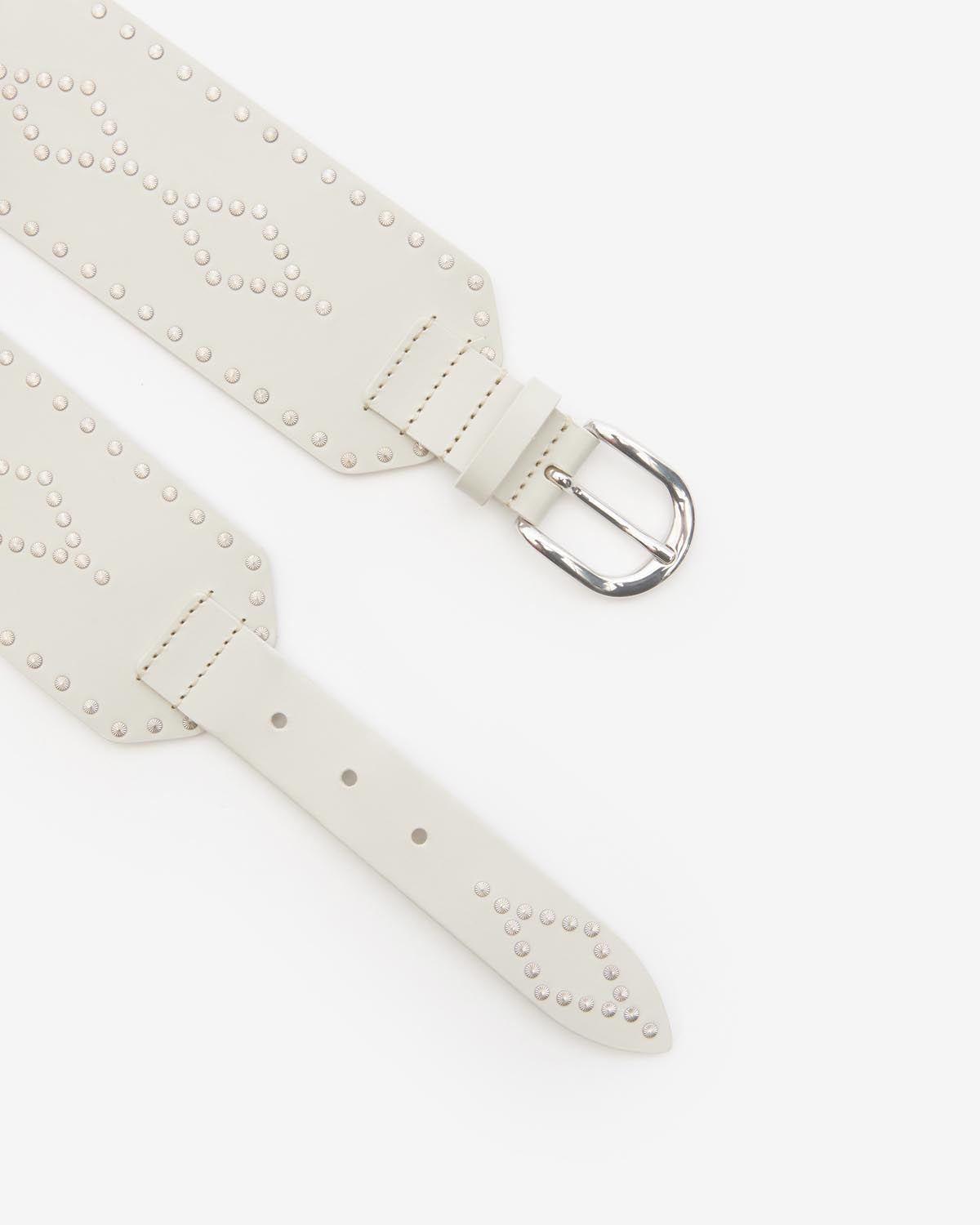 Ceinture Lucie en cuir — Écru-argenté, vue 3 ; référence CE228BFAB3A02ACKSI