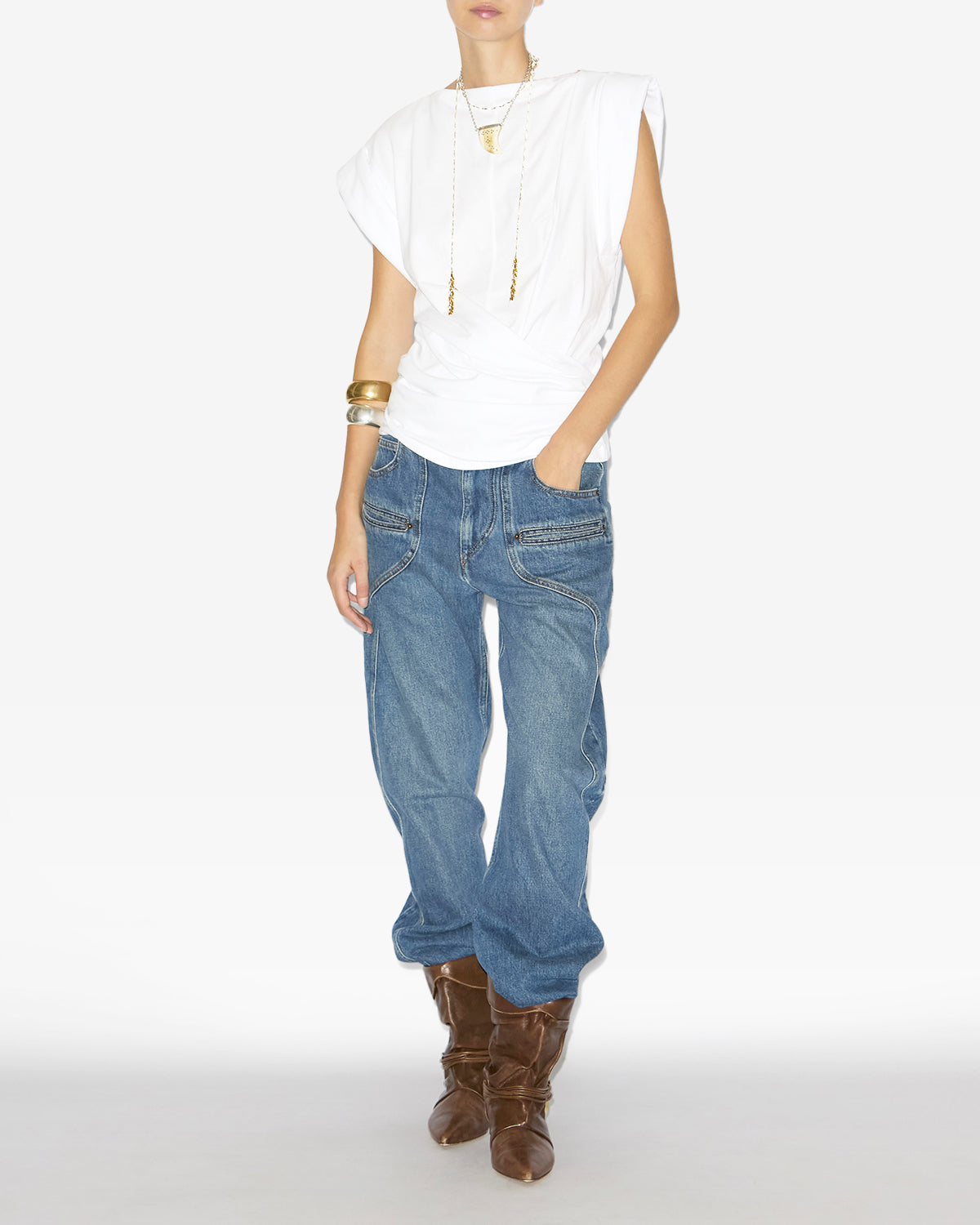 T-shirt Maisan — Blanc, vue 1 ; référence TS0207FAA1N41I20WH