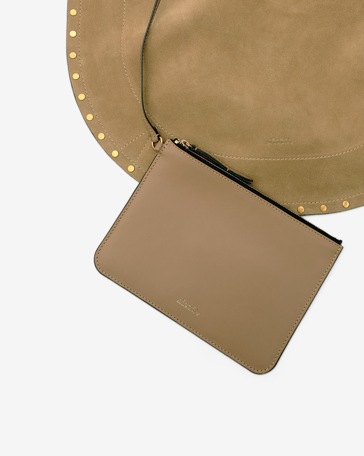 Sac Oskan Hobo Soft en cuir velours — Taupe, vue 1 ; référence PP0200FAB2C03M50TA