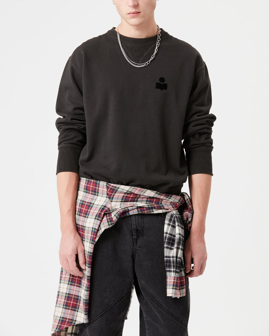 Sweatshirt Mike — Noir délavé, vue 1 ; référence SW005700M003H02FK
