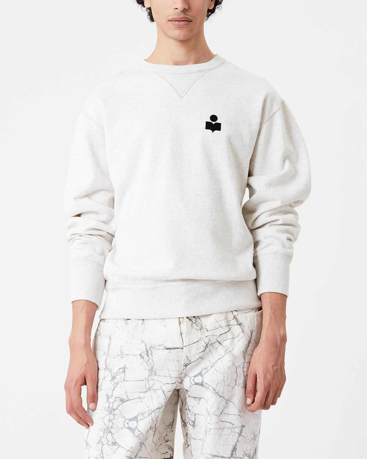 Sweatshirt Mike — Écru, vue 1 ; référence SW005700M003H23EC
