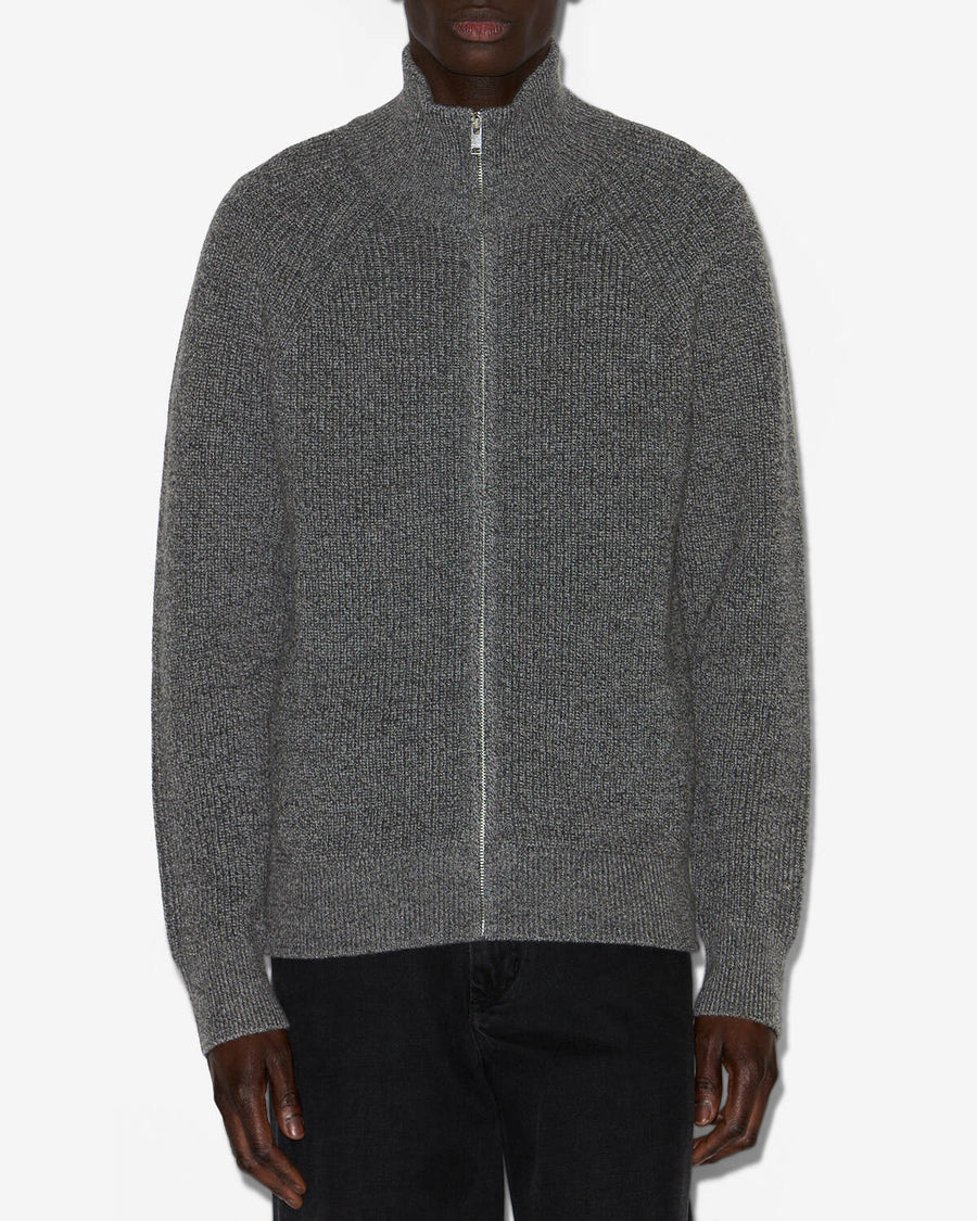 Cardigan Benett en laine — Gris foncé, vue 1 ; référence CA0044HAA1L79H02DG