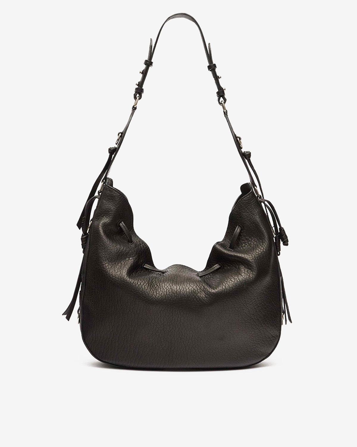 Sac Bolton Hobo en cuir — Noir et argenté, vue 3 ; référence PP0407FAC4C05MBKSI