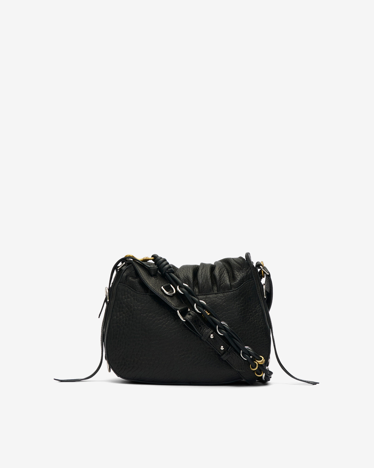 Sac Bolton en cuir grainé — Noir et argenté, vue 3 ; référence PP0406FAC4C05MBKSI