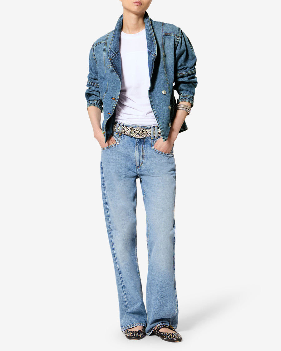 Veste Dolie en denim — Bleu clair, vue 2 ; référence VE0614FAD1H02I30LU