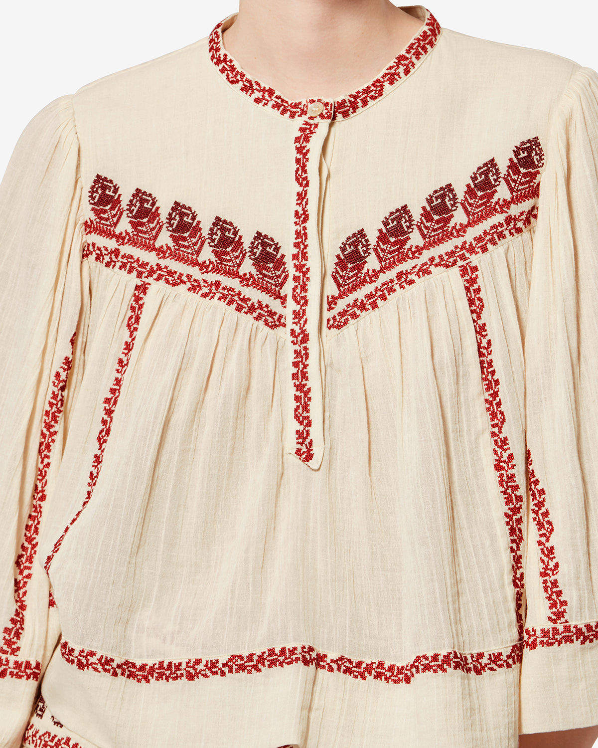 Top Juline — Beige-red, vue 3 ; référence HT0044FCD1J16EBERD