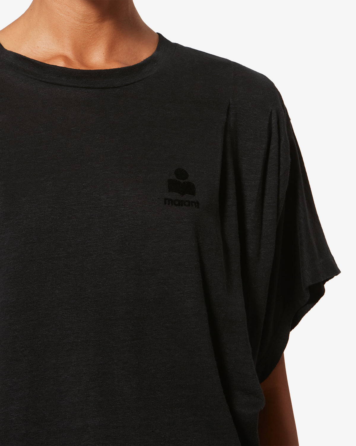 T-shirt Kyanzae en lin — Noir, vue 3 ; référence TS0313FAA1N09E01BK