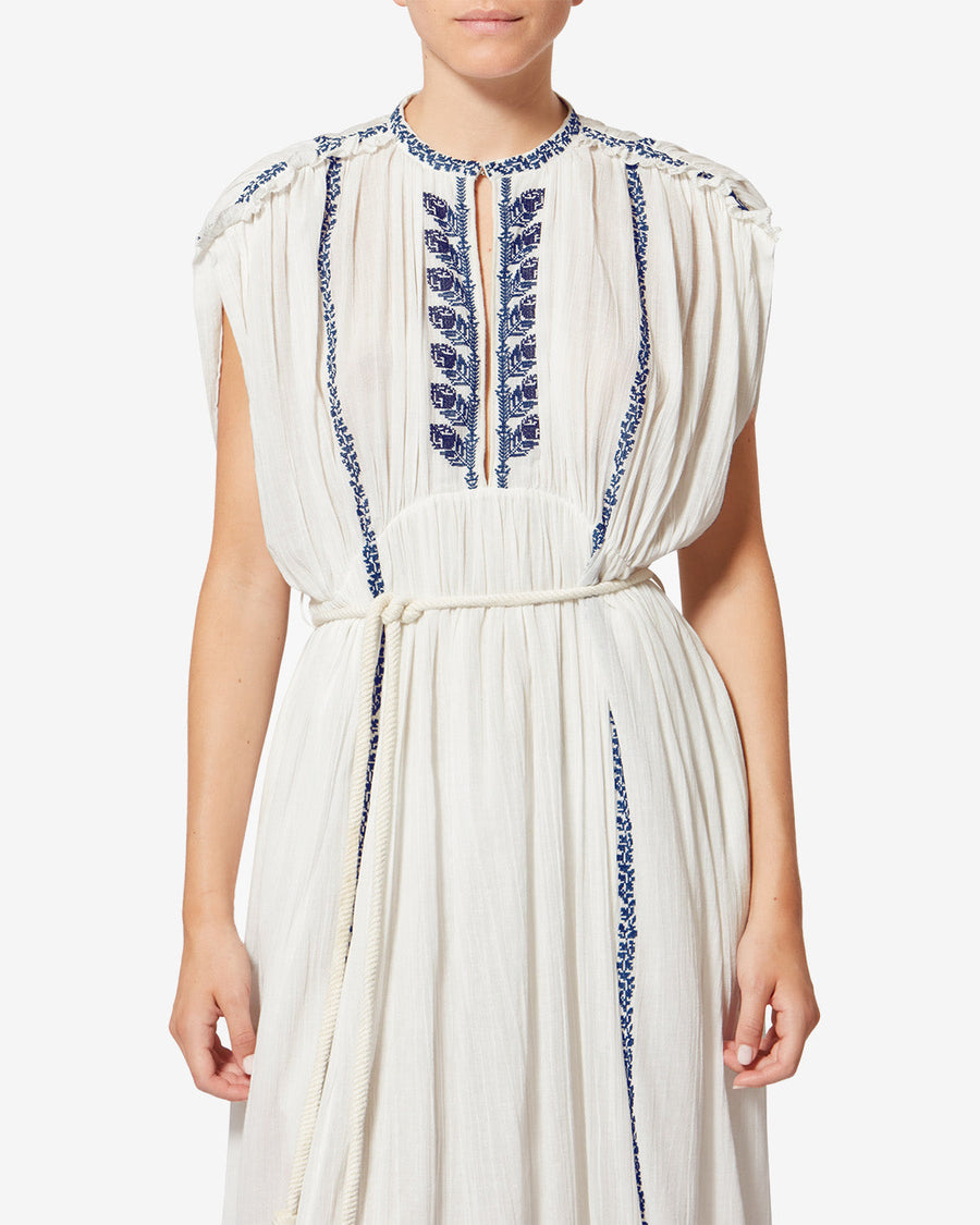 Robe Liviane — Écru et bleu, vue 1 ; référence RO1050FAD1J16EECBU