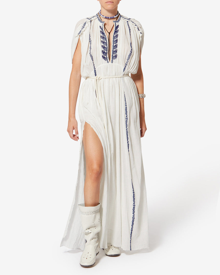 Robe Liviane — Écru et bleu, vue 2 ; référence RO1050FAD1J16EECBU