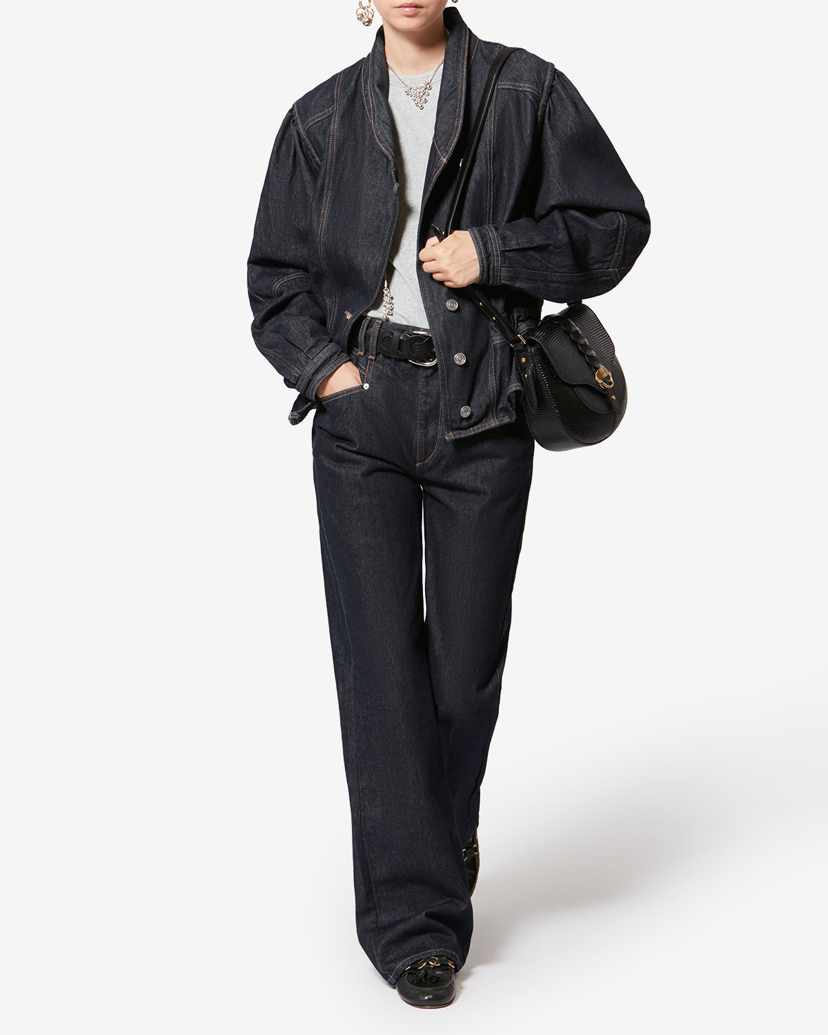 Veste Dolie en denim — Foncé nuit, vue 2 ; référence VE0614FAD1H02I30DM
