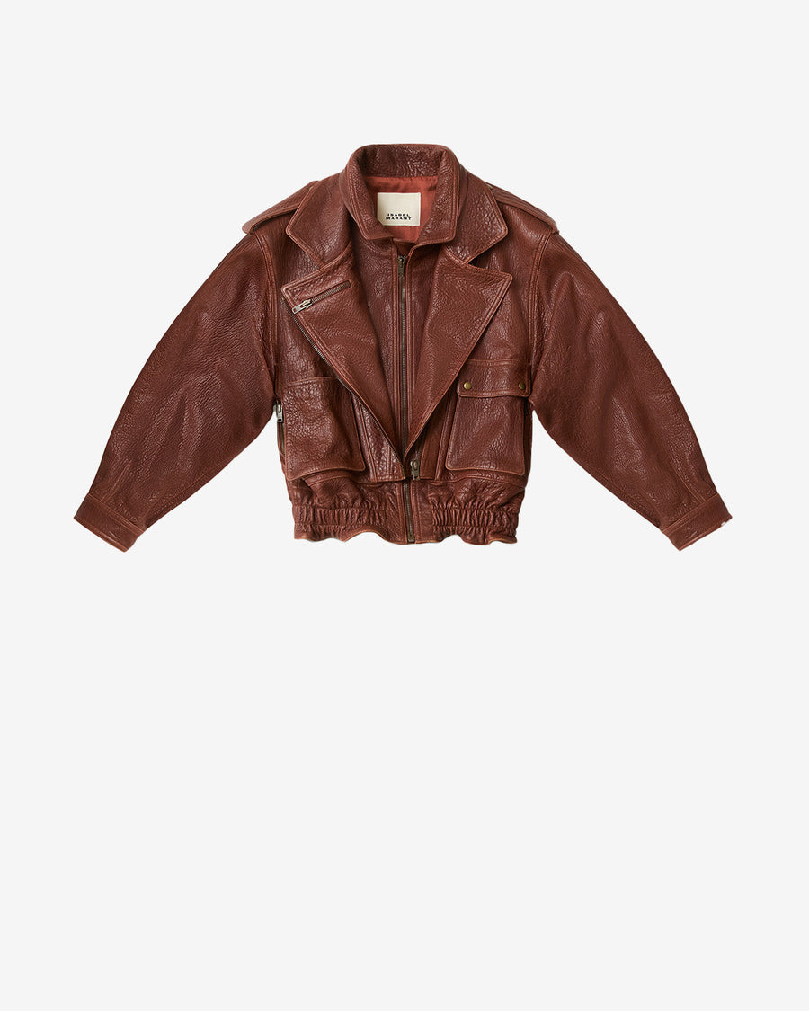 Veste Aneli en cuir — Terracotta, vue 1 ; référence VE0497FCC2B08I11TR