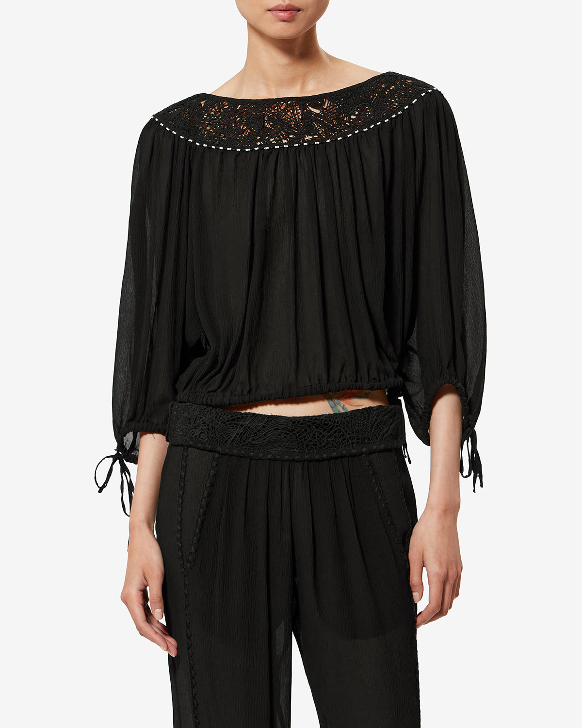 Top Nelida en soie — Noir, vue 1 ; référence HT0906FAD2J14I01BK