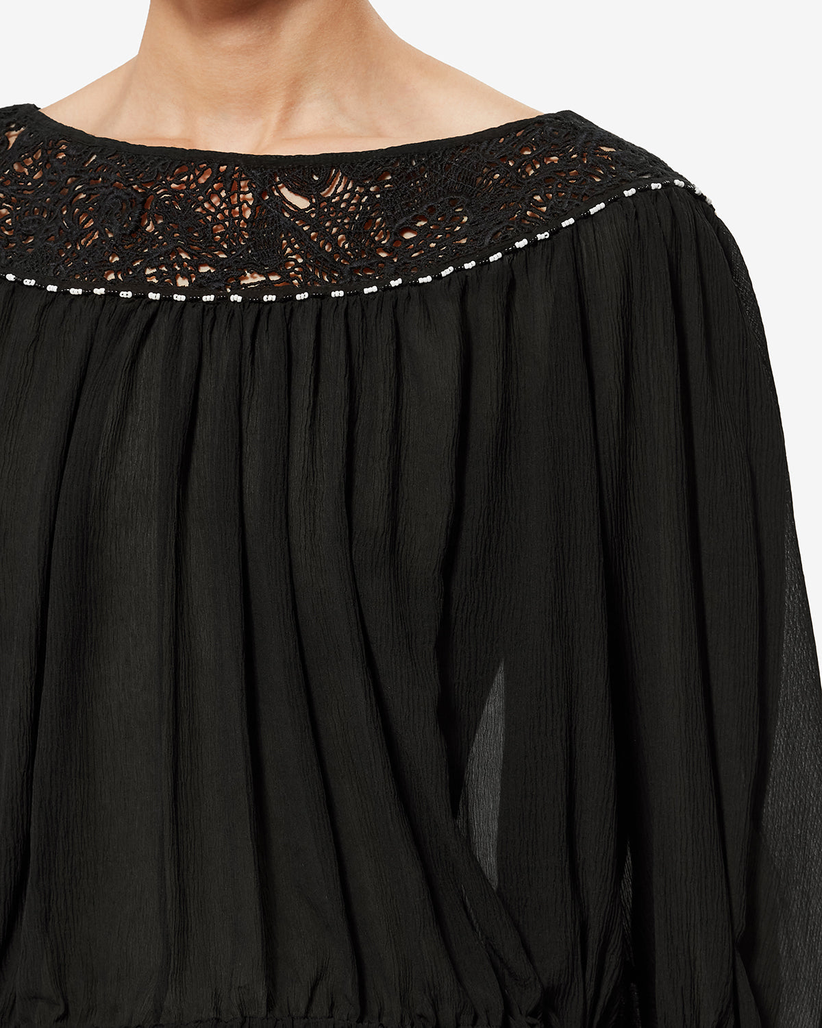 Top Nelida en soie — Noir, vue 3 ; référence HT0906FAD2J14I01BK