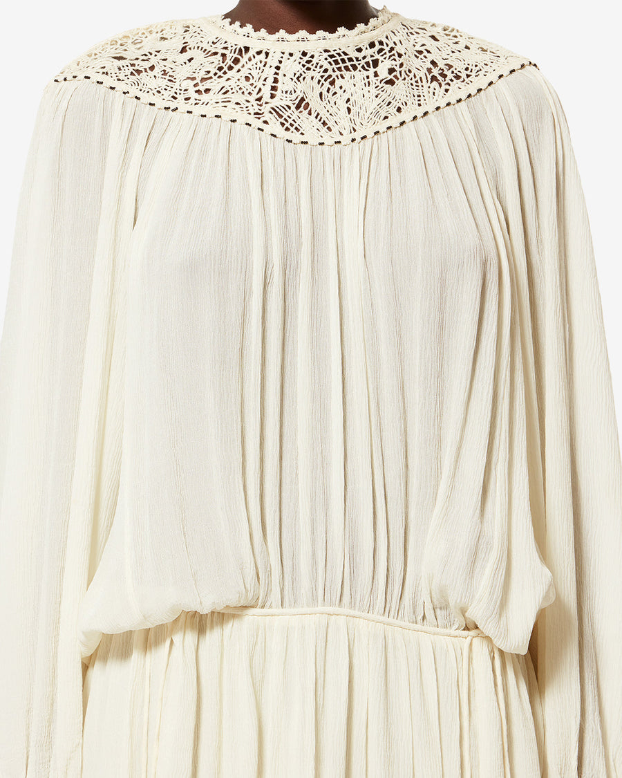 Robe Nydia en soie — Écru, vue 2 ; référence RO1114FAD2J14I23EC
