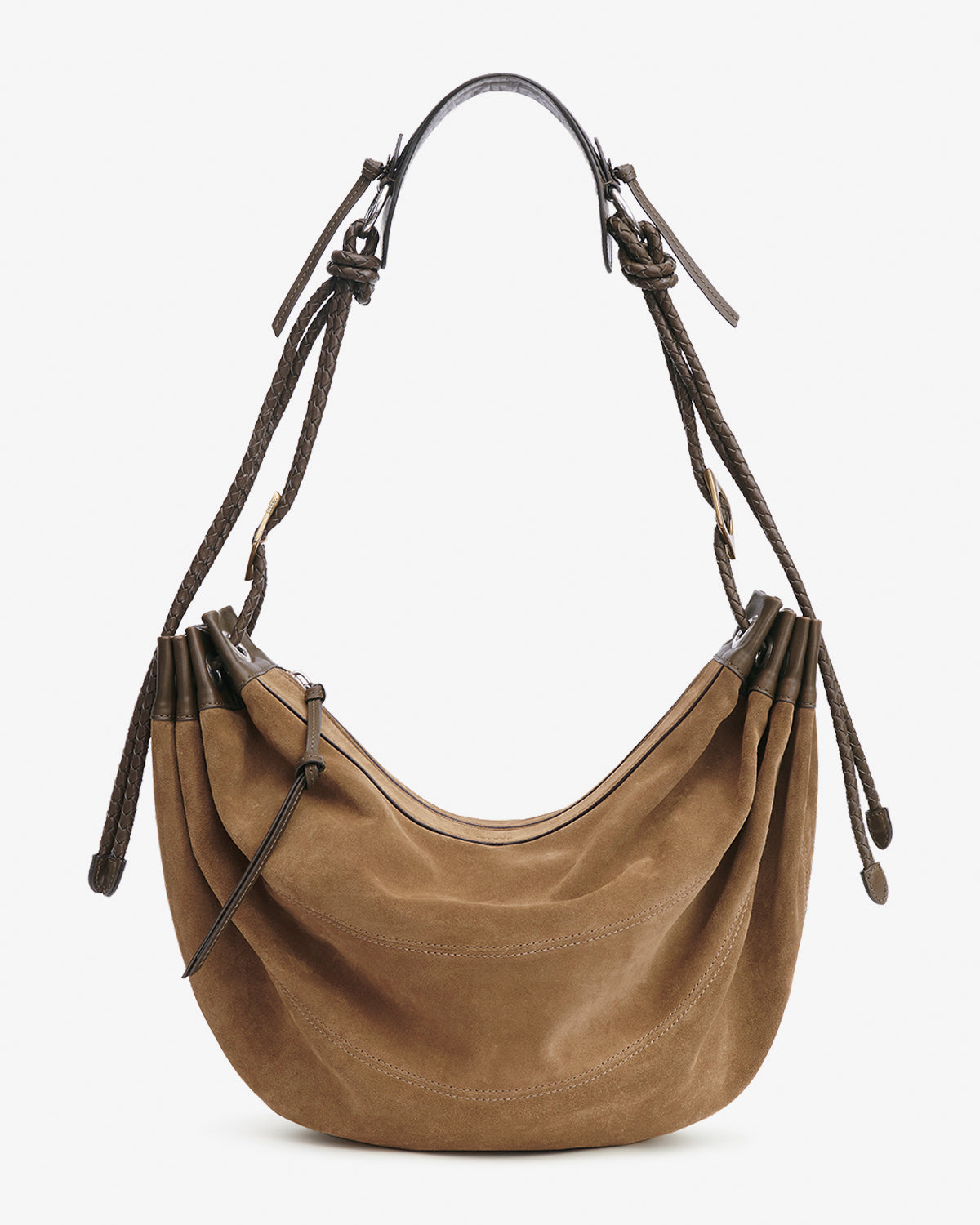 Sac Maia Large en cuir velours — Taupe, vue 2 ; référence PP0503FAD2C09M50TA