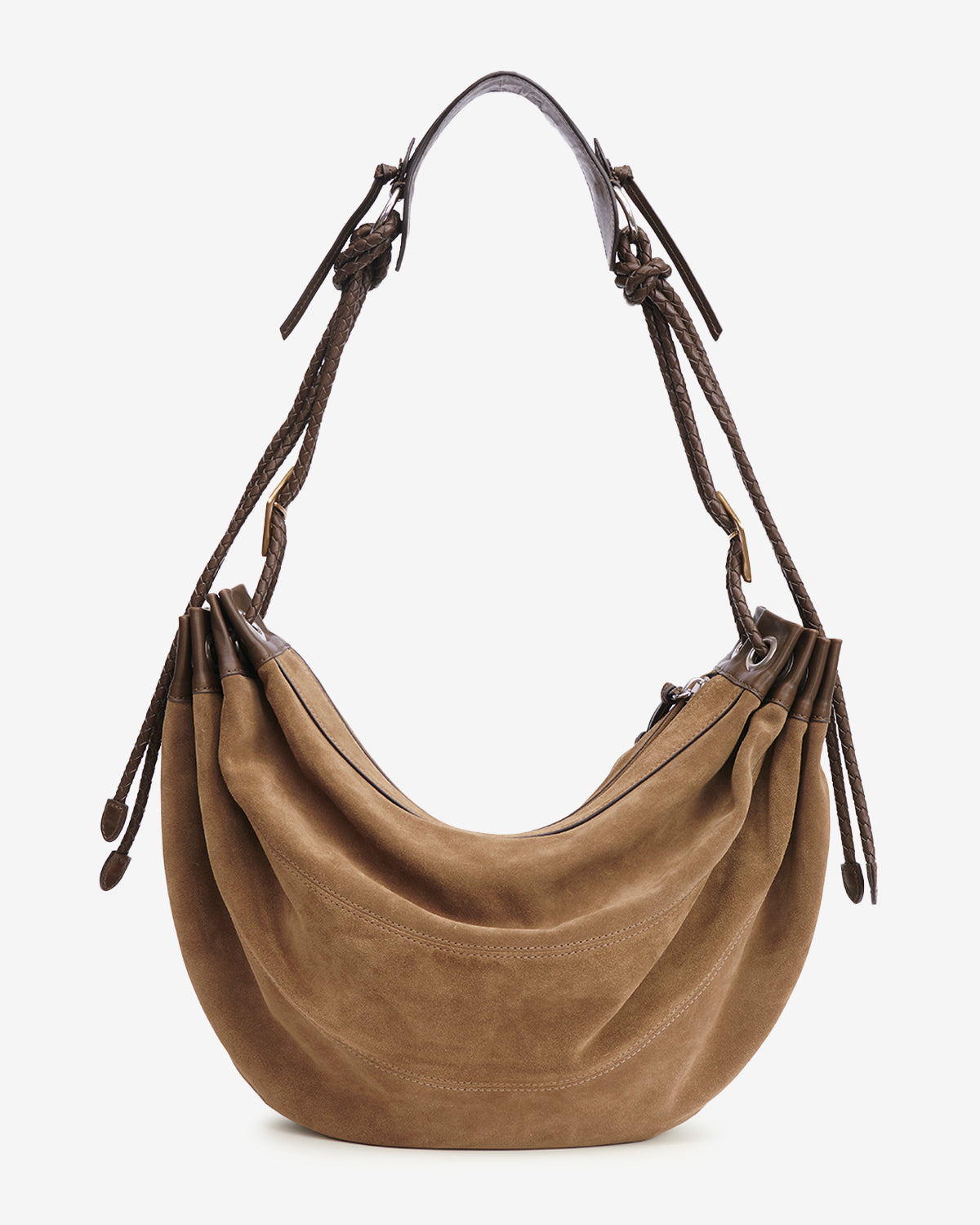Sac Maia Large en cuir velours — Taupe, vue 3 ; référence PP0503FAD2C09M50TA
