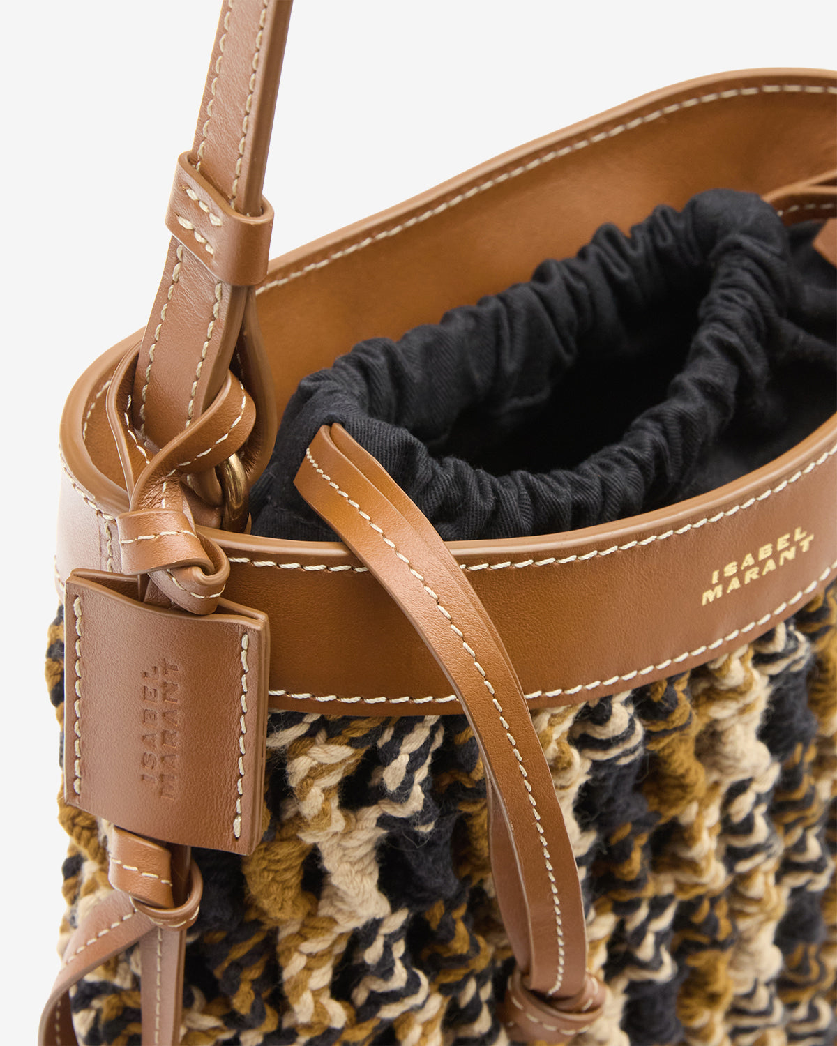 Sac Noli en macramé et cuir — Multicolor marron, vue 1 ; référence PP0496FAD2X05MMUBW