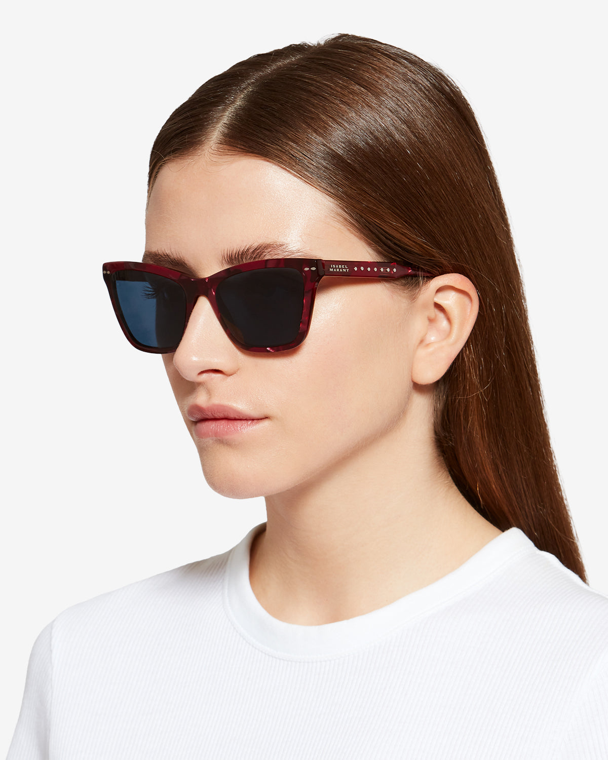 Lunettes de soleil Cat Eye Leyna — Marbré rouge-bleu, vue 3 ; référence IM0255SC4L03LJR9KU