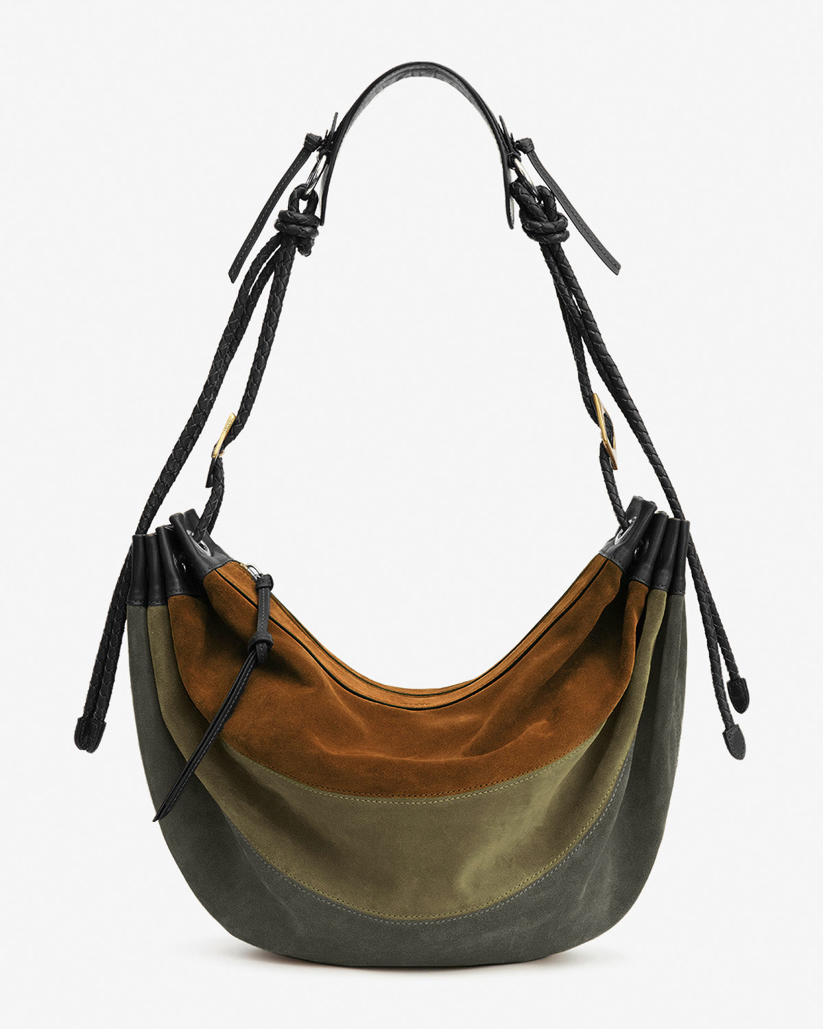 Sac Maia Large en cuir velours — Multicolore kaki, vue 1 ; référence PP0503FAD2C07MMUKK