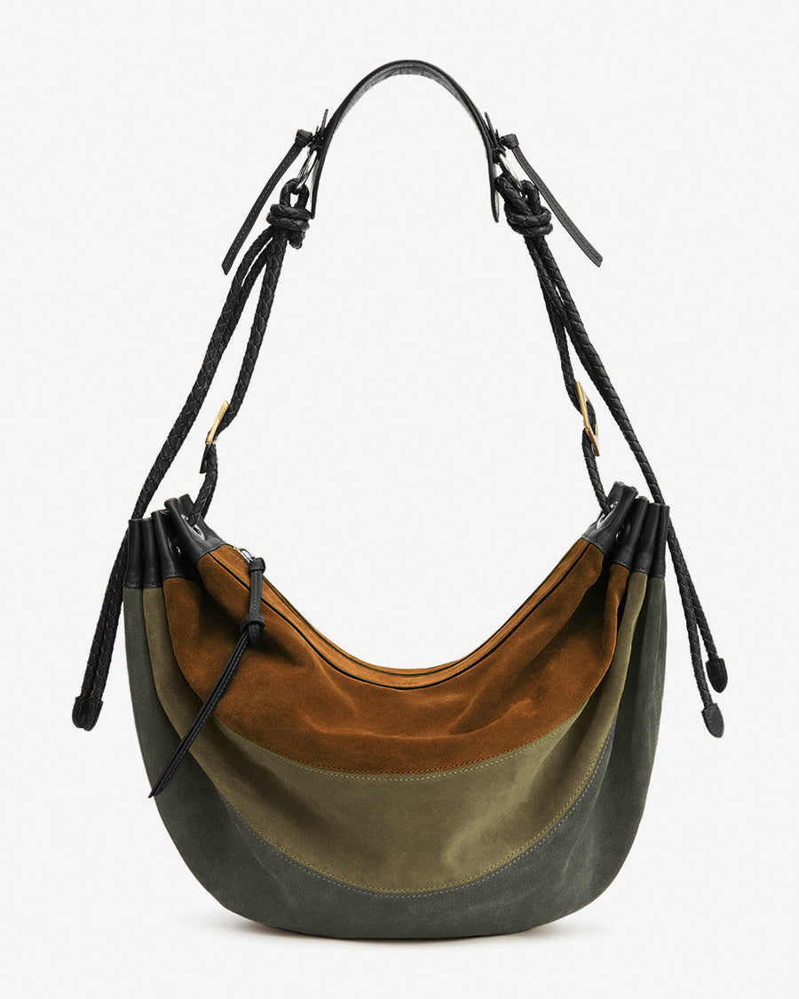 Sac Maia Large en cuir velours — Multicolore kaki, vue 1 ; référence PP0503FAD2C07MMUKK
