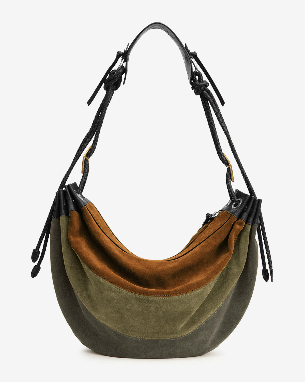 Sac Maia Large en cuir velours — Multicolore kaki, vue 2 ; référence PP0503FAD2C07MMUKK
