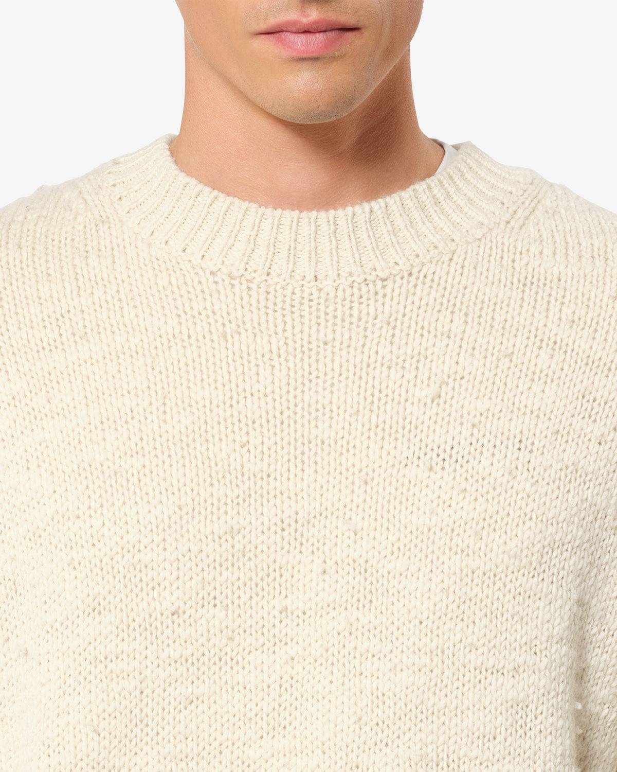 Pull Karl en laine — Écru, vue 3 ; référence PU0972HAD3L01H23EC