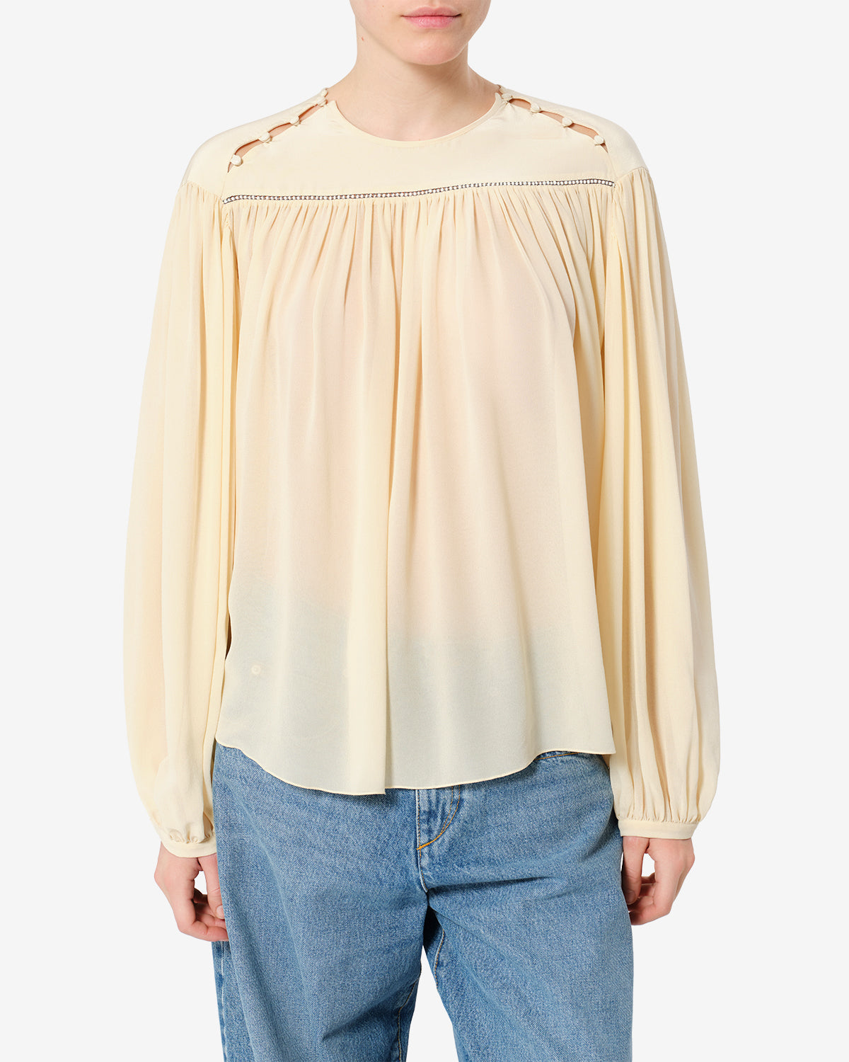 Blouse Nuna en soie — Écru, vue 1 ; référence HT0941FAD3J15I23EC