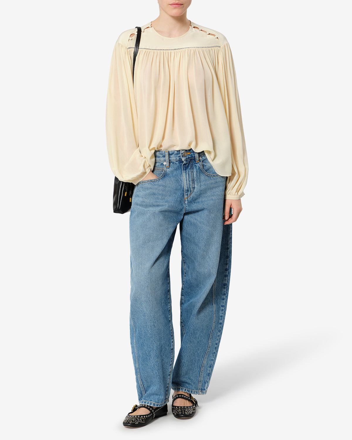 Blouse Nuna en soie — Écru, vue 2 ; référence HT0941FAD3J15I23EC