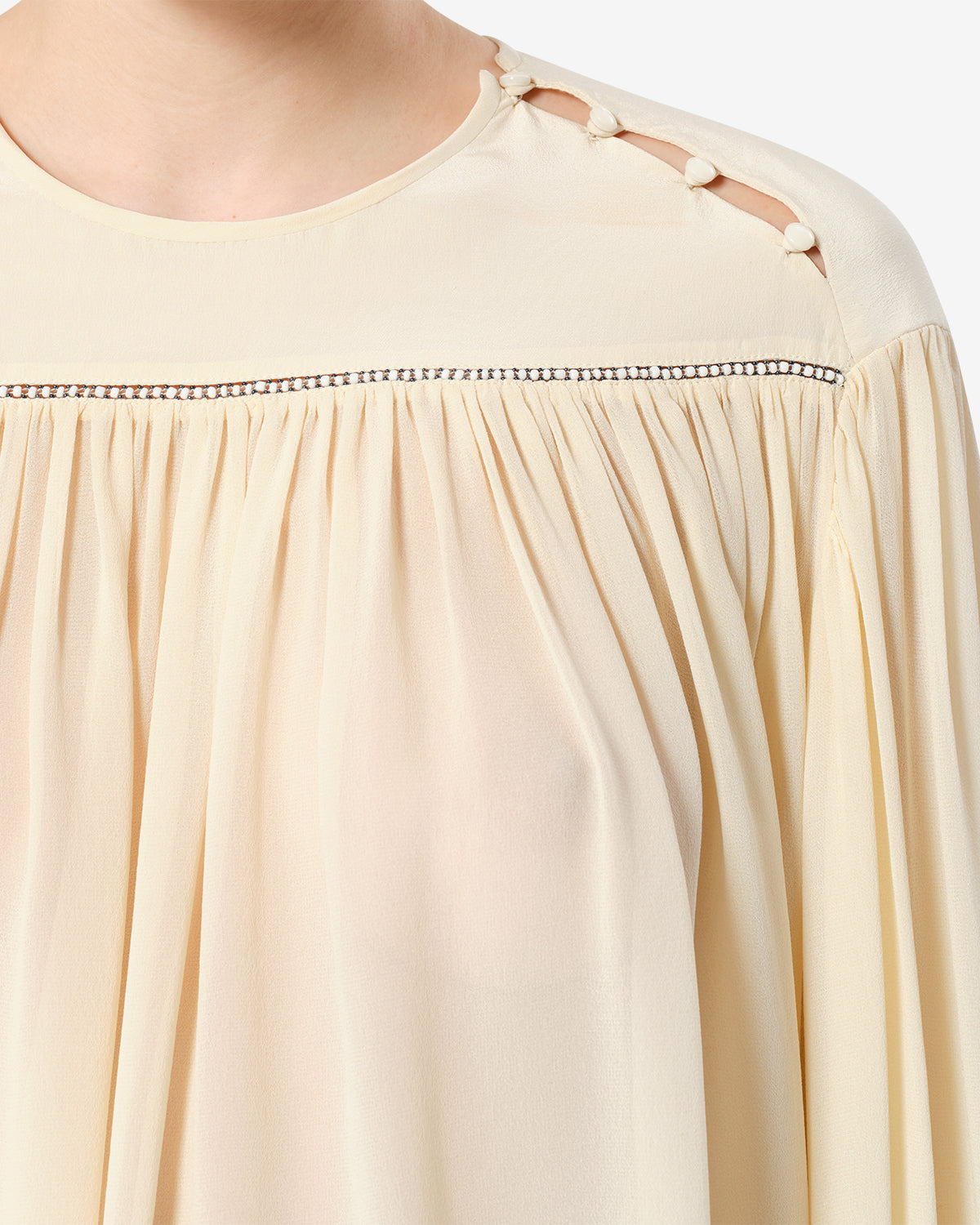 Blouse Nuna en soie — Écru, vue 3 ; référence HT0941FAD3J15I23EC