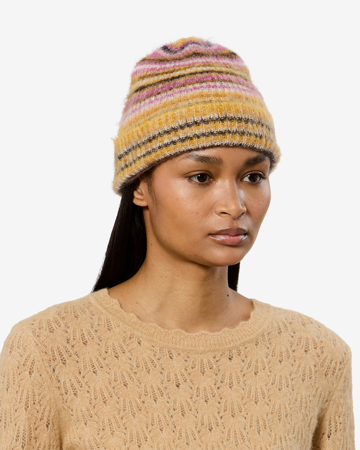 Bonnet Morenne en mohair — Moutarde, vue 3 ; référence BE044MFAD3D02A10MD