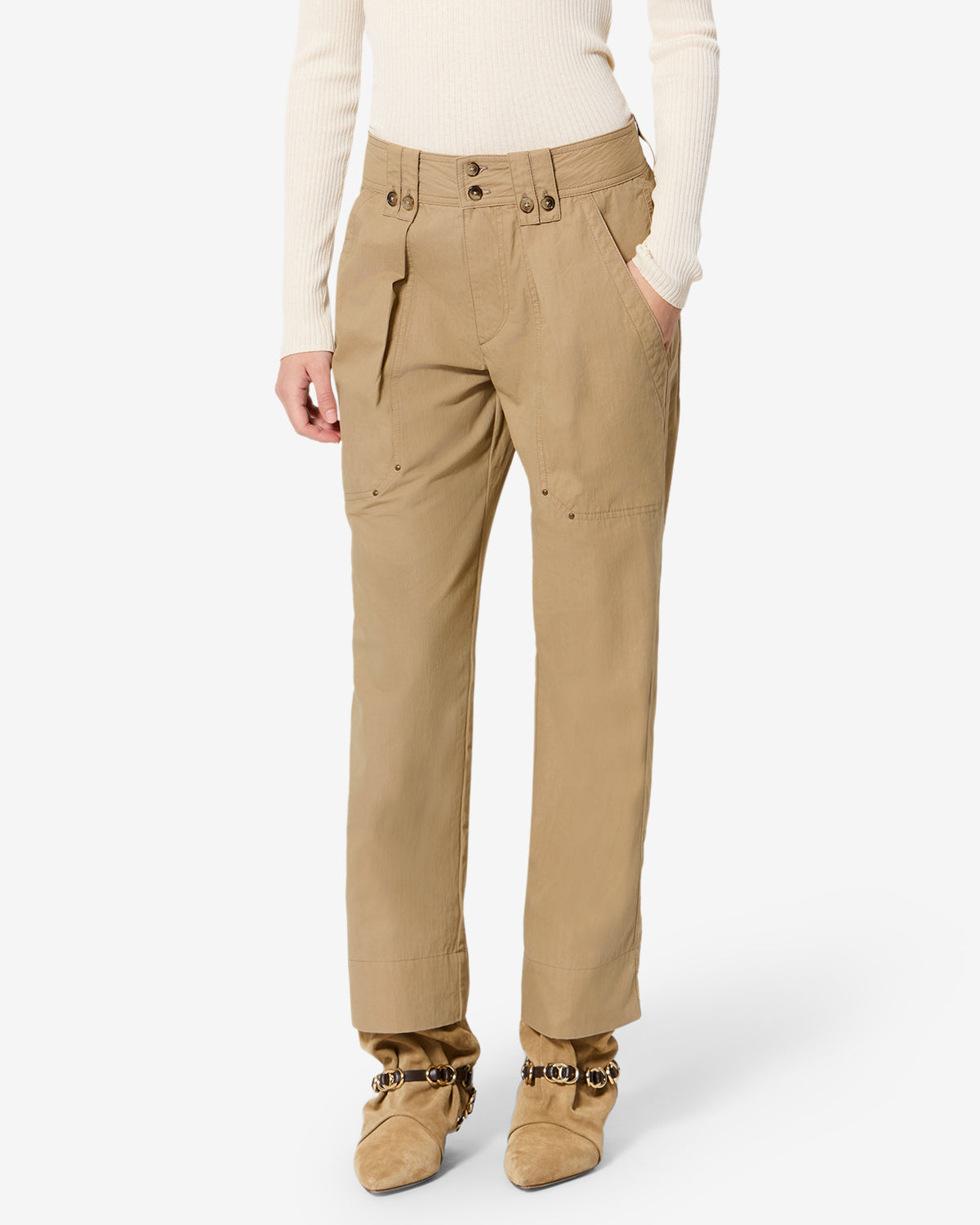 Pantalon Amandine — Clair kaki, vue 1 ; référence PA0755FAD3G02I67LK