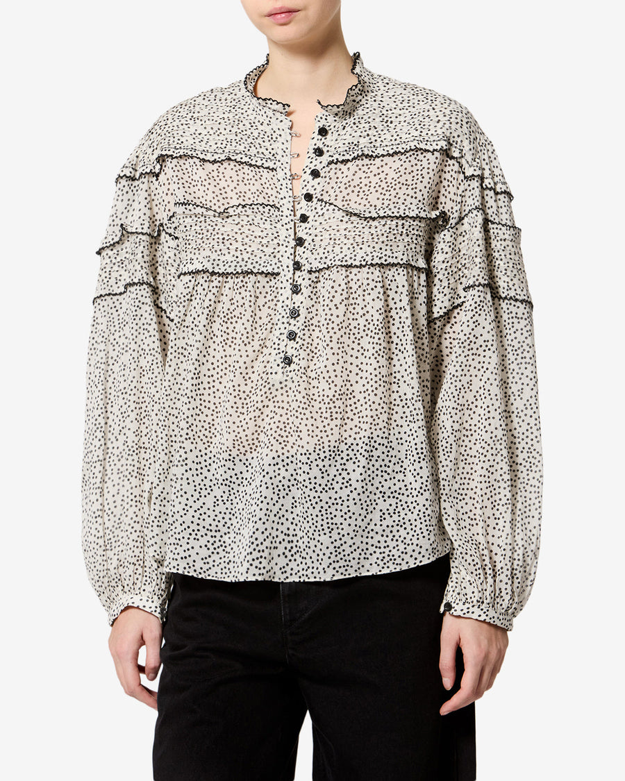 Blouse Doane — Écru et noir, vue 1 ; référence HT0914FAD3J03EECBK