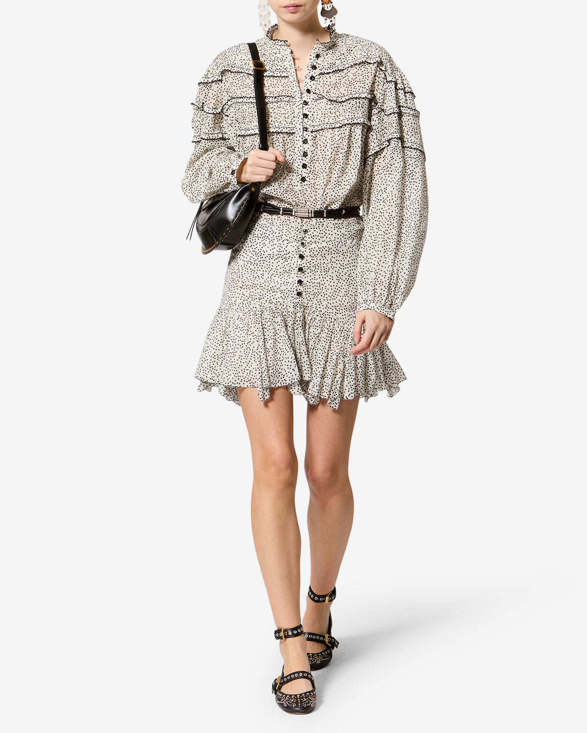 Blouse Doane — Écru et noir, vue 2 ; référence HT0914FAD3J03EECBK